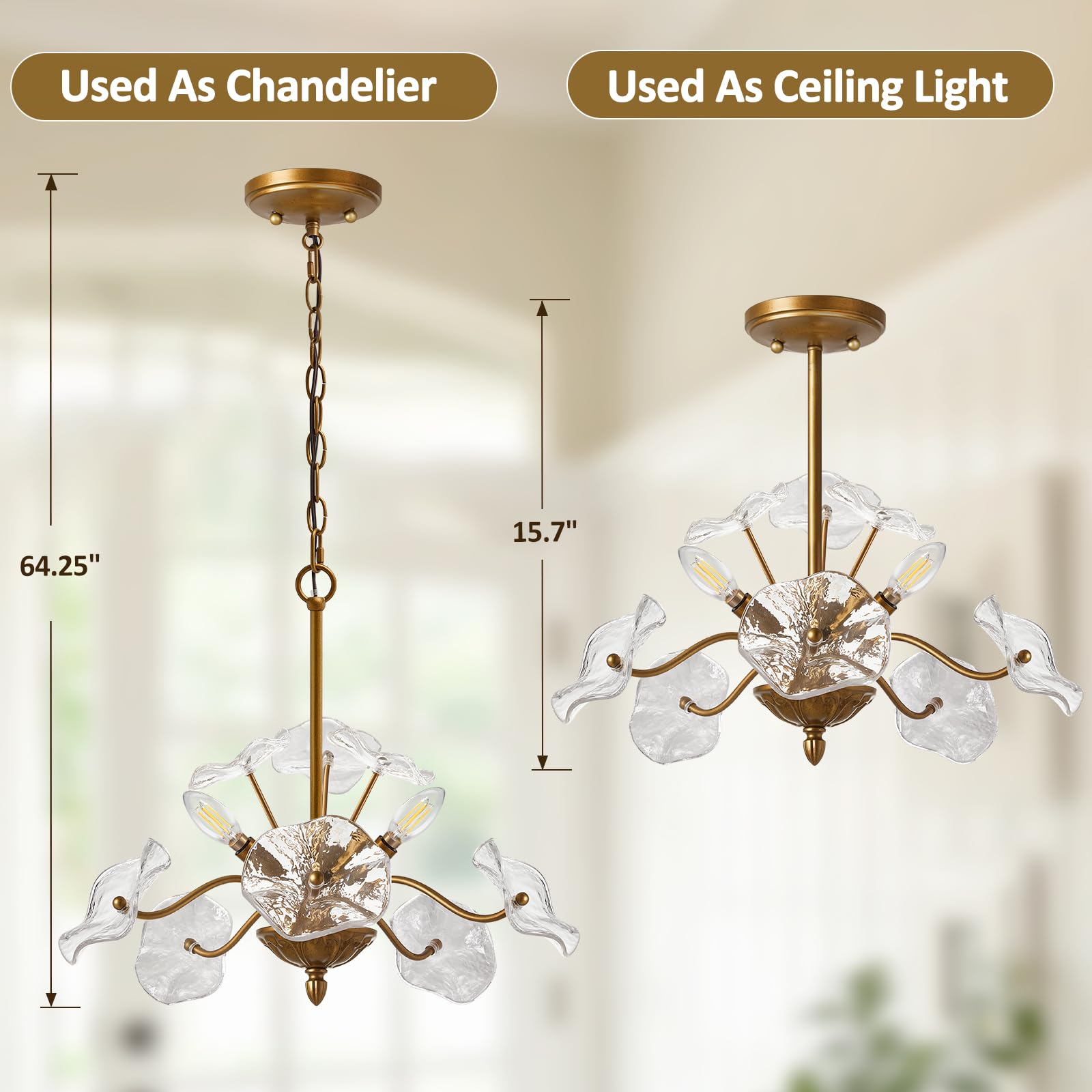 Luvkczc vintage brass flower glass pendant adds timeless elegance to interiors