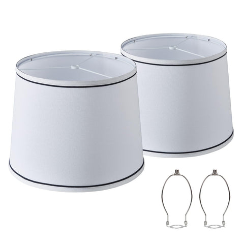 Luvkczc white bedside lampshade set 2 front view for table lamps.