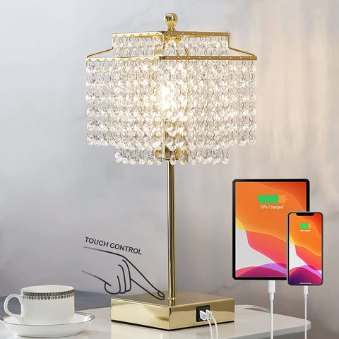 Luvkczc Crystal Touch Lamp base offers easy midnight brightness control.