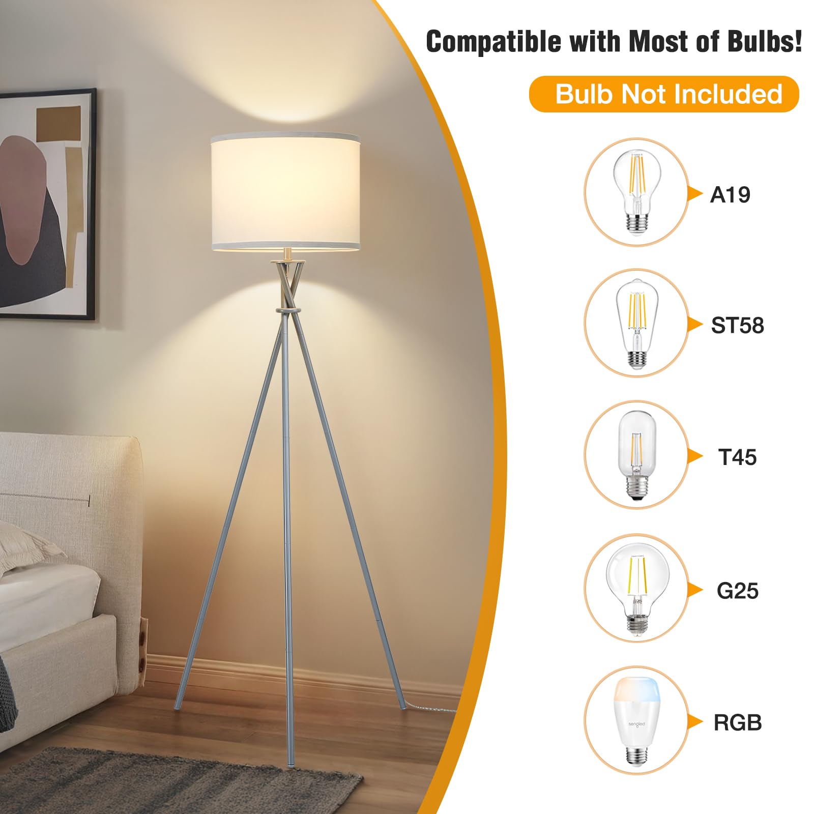 Luvkczc tripod floor lamp standing tall at 61 inches for wide illumination