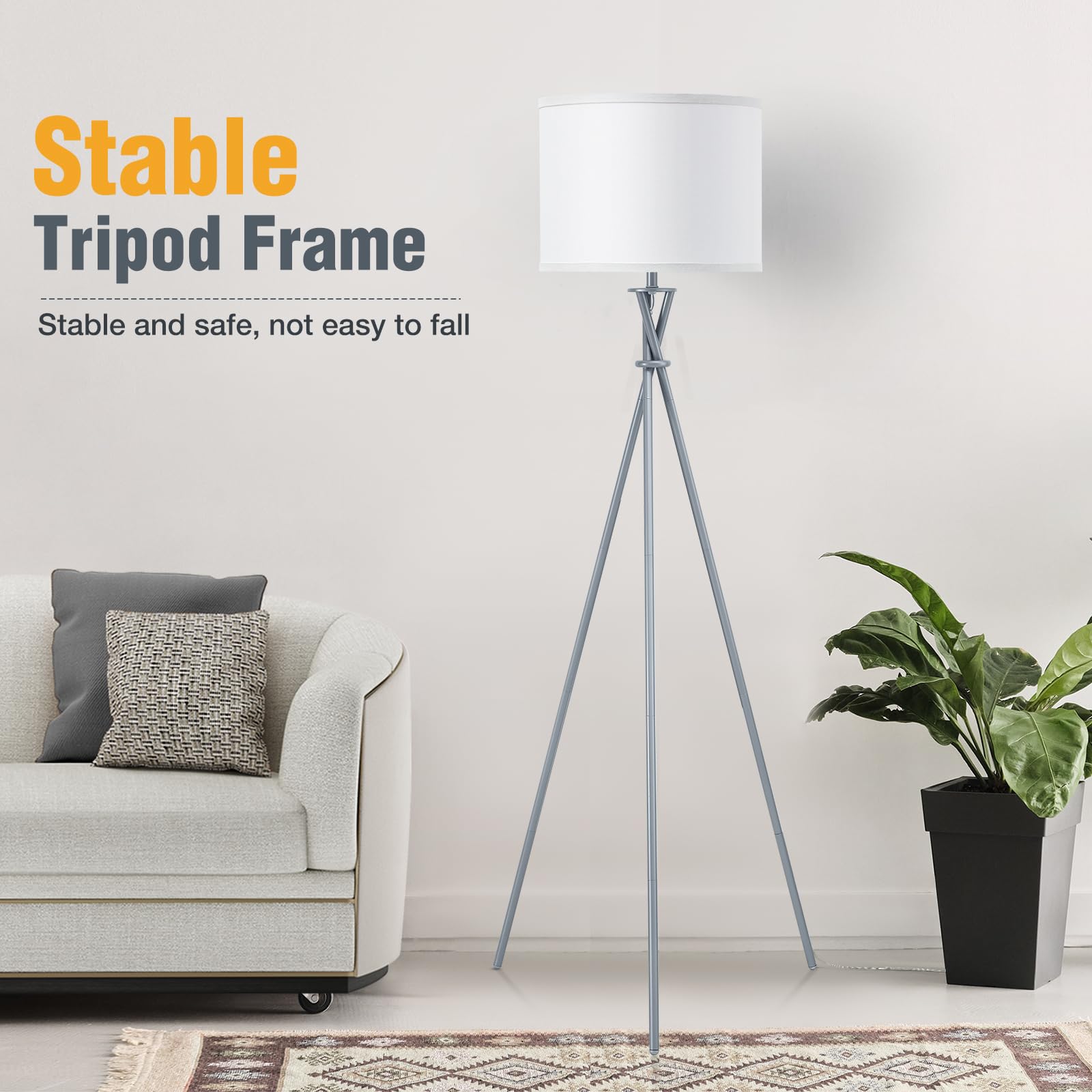 Luvkczc tripod lamp silver rotary switch for easy control