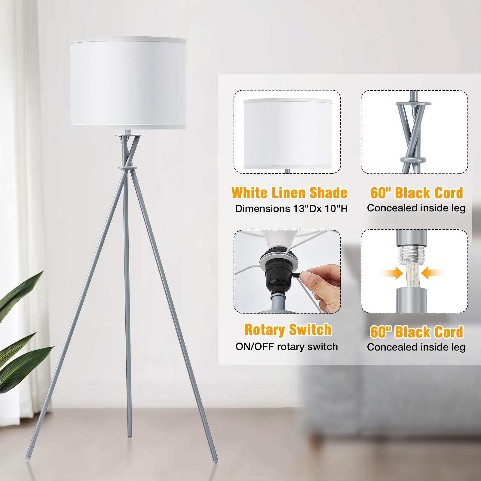 Luvkczc tripod lamp with stable legs preventing tipping near kids