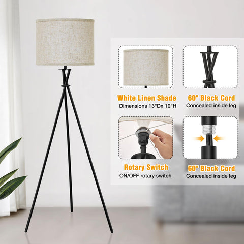 Luvkczc modern floor lamp with tripod legs fits various interiors