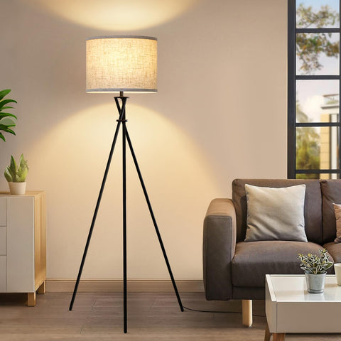 Luvkczc tripod floor lamp with black base provides stable lighting for living rooms
