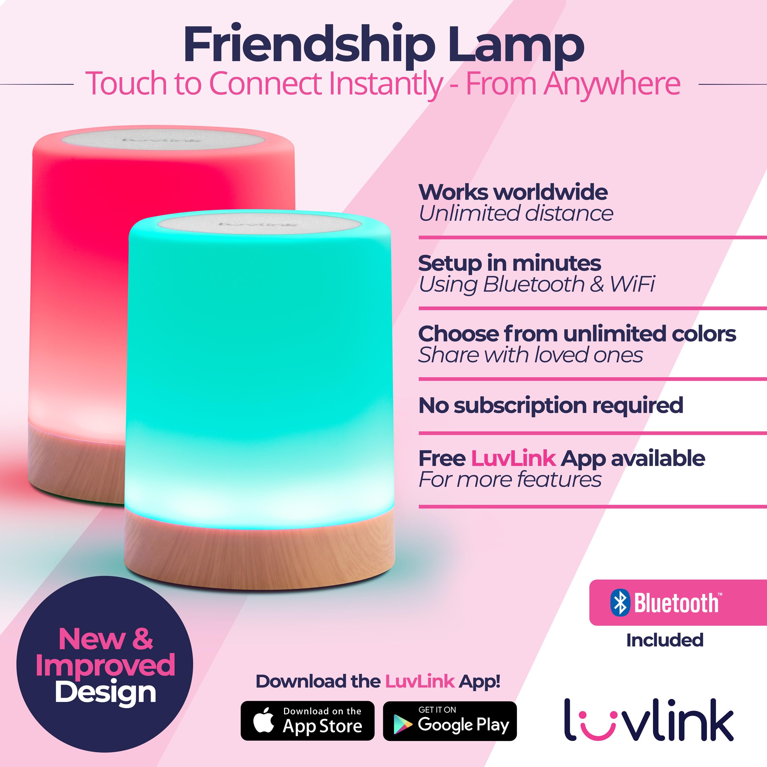 LuvLink app setup screen showing quick, subscription-free pairing.