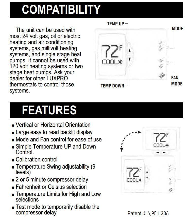LUX Lux Pro PSD111B 9-step swing control for precise comfort tuning.