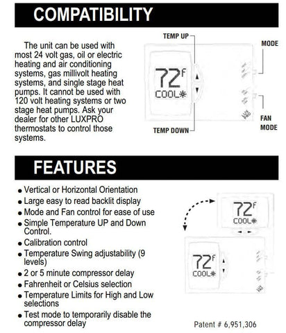 LUX Lux Pro PSD111B 9-step swing control for precise comfort tuning.