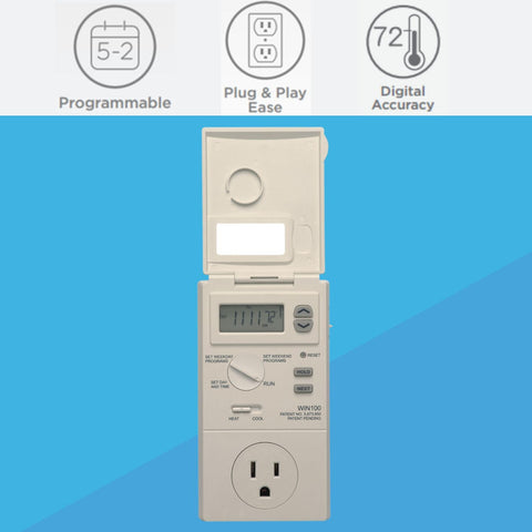 Compact plug-in installation for Lux WIN100 simplifies setup without wiring.