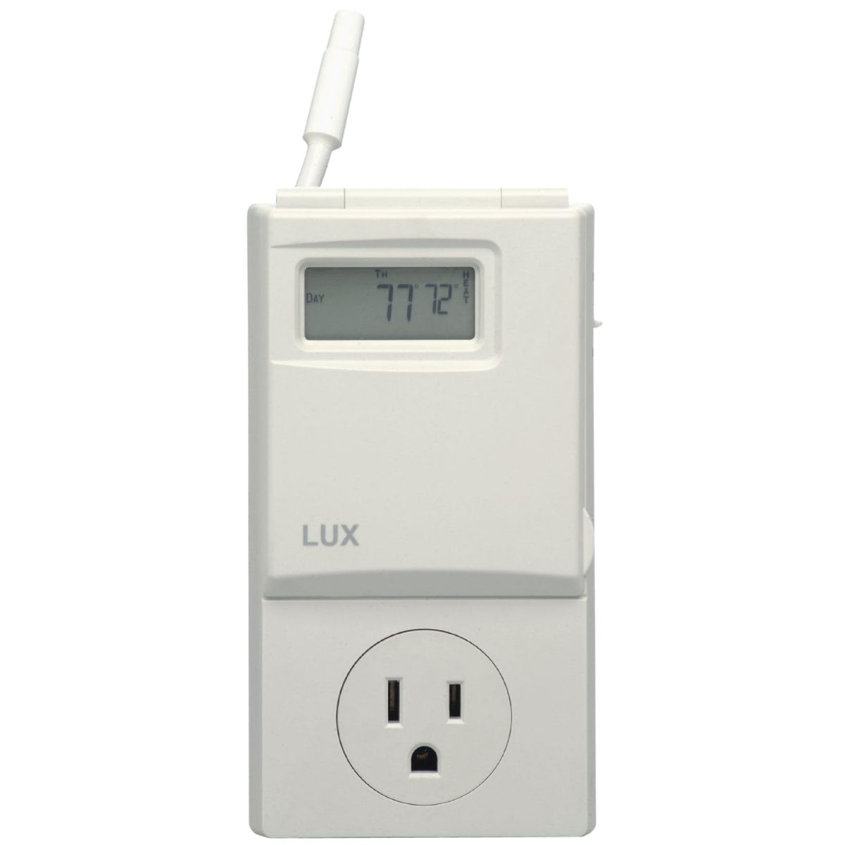 Lux WIN100 programmable thermostat with backlit display for easy night viewing.