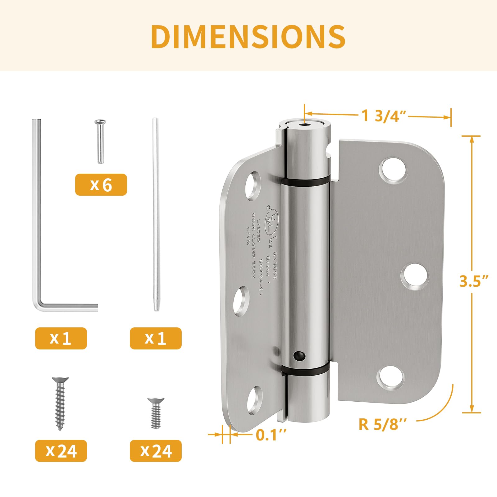 Luxbaro 3-pack self-closing hinges set on door frame