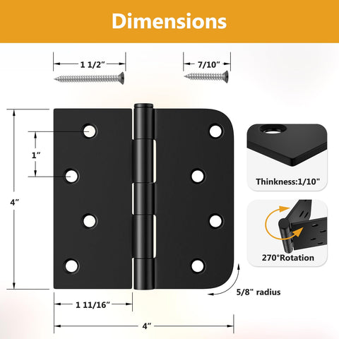 Luxbaro 4-inch hinge with removable pin, easy left/right orientation.