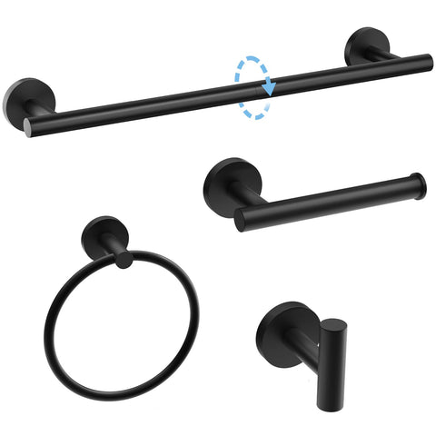 Luxbaro matte black towel bar 26-inch shown in a modern bathroom for tidy towels