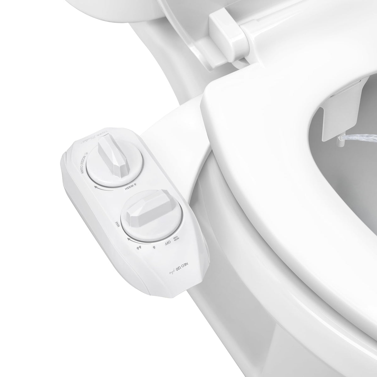LUXE Bidet NEO 120 Plus flip-out mechanism for effortless toilet cleaning