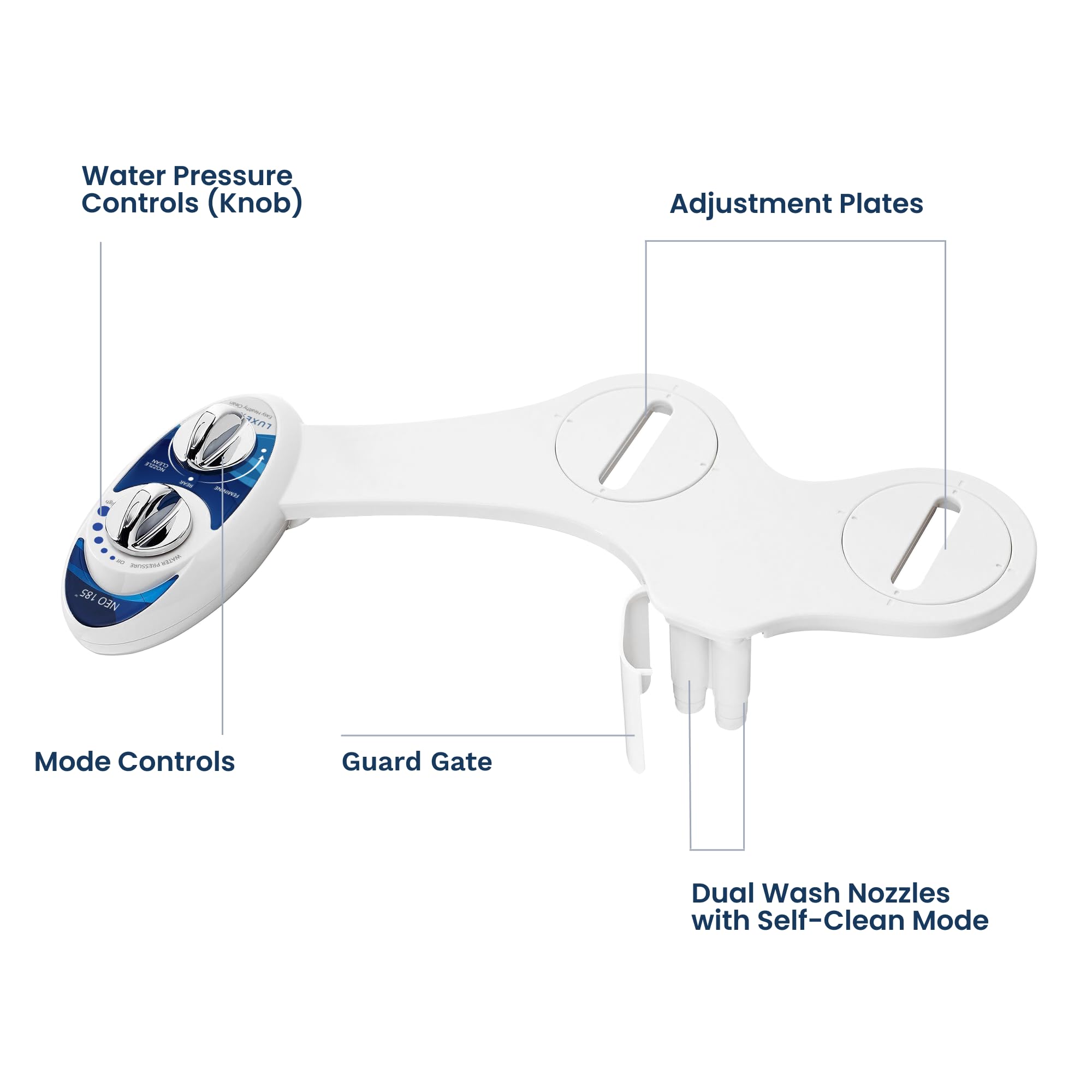 LUXE Bidet NEO 185 steel hoses for long-lasting performance
