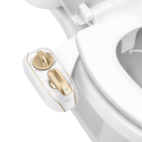 LUXE Bidet NEO 320 Plus warm-water image demonstrates adjustable temperature for comfort.