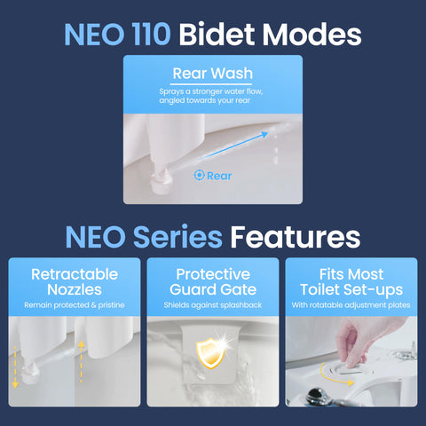 LUXE Bidet NEO 110 adjustable water pressure for personalized comfort.