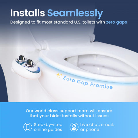 LUXE Bidet NEO 110 guard gate retraction protects the nozzle after use.