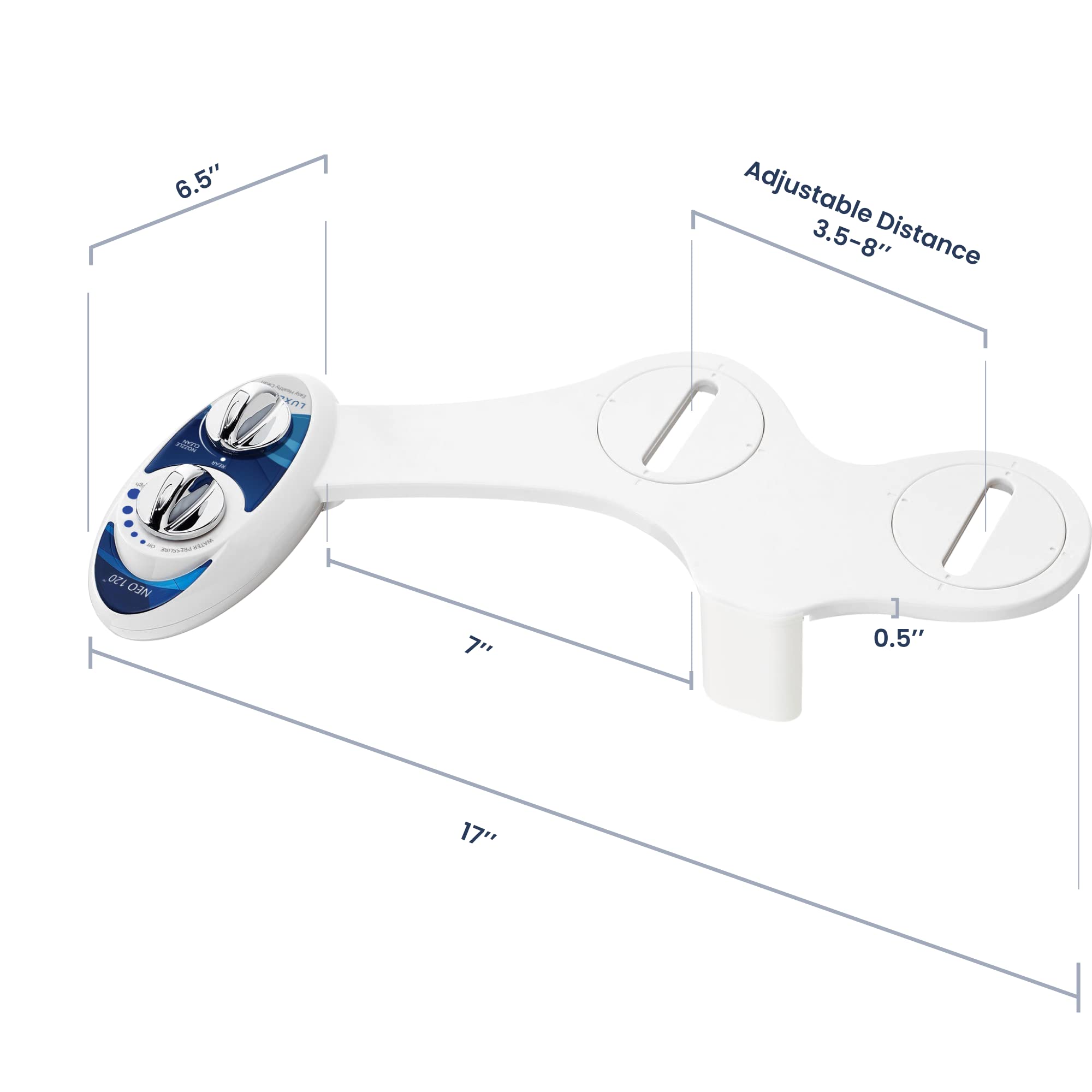 LUXE Bidet NEO 120 durable blue finish adds subtle style to the bathroom