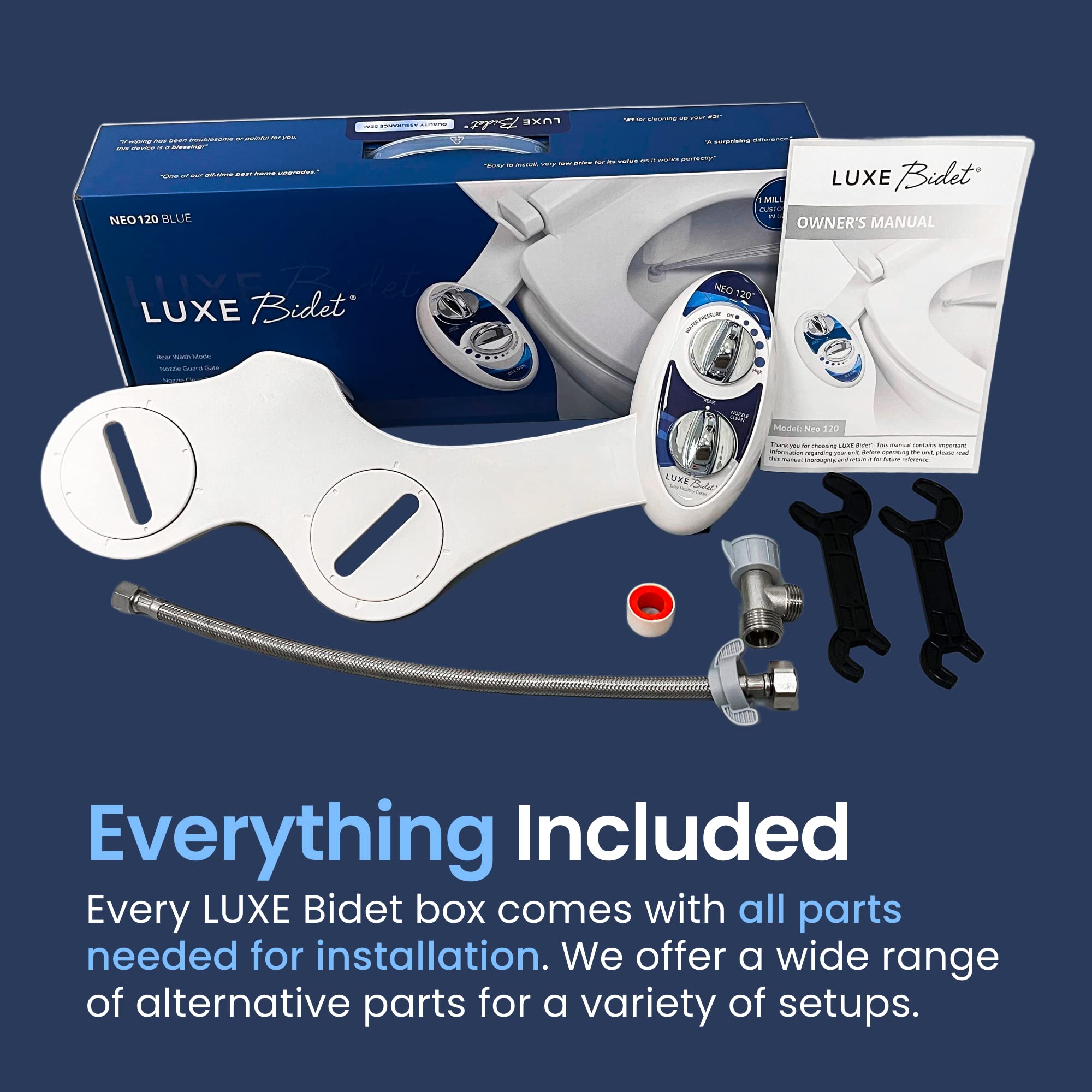 LUXE Bidet NEO 120 nozzle guard highlights hygienic protection after each wash