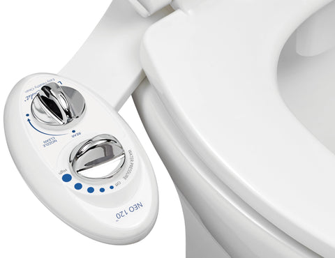 LUXE Bidet NEO 120 single nozzle for quick retrofit on two-piece toilets.