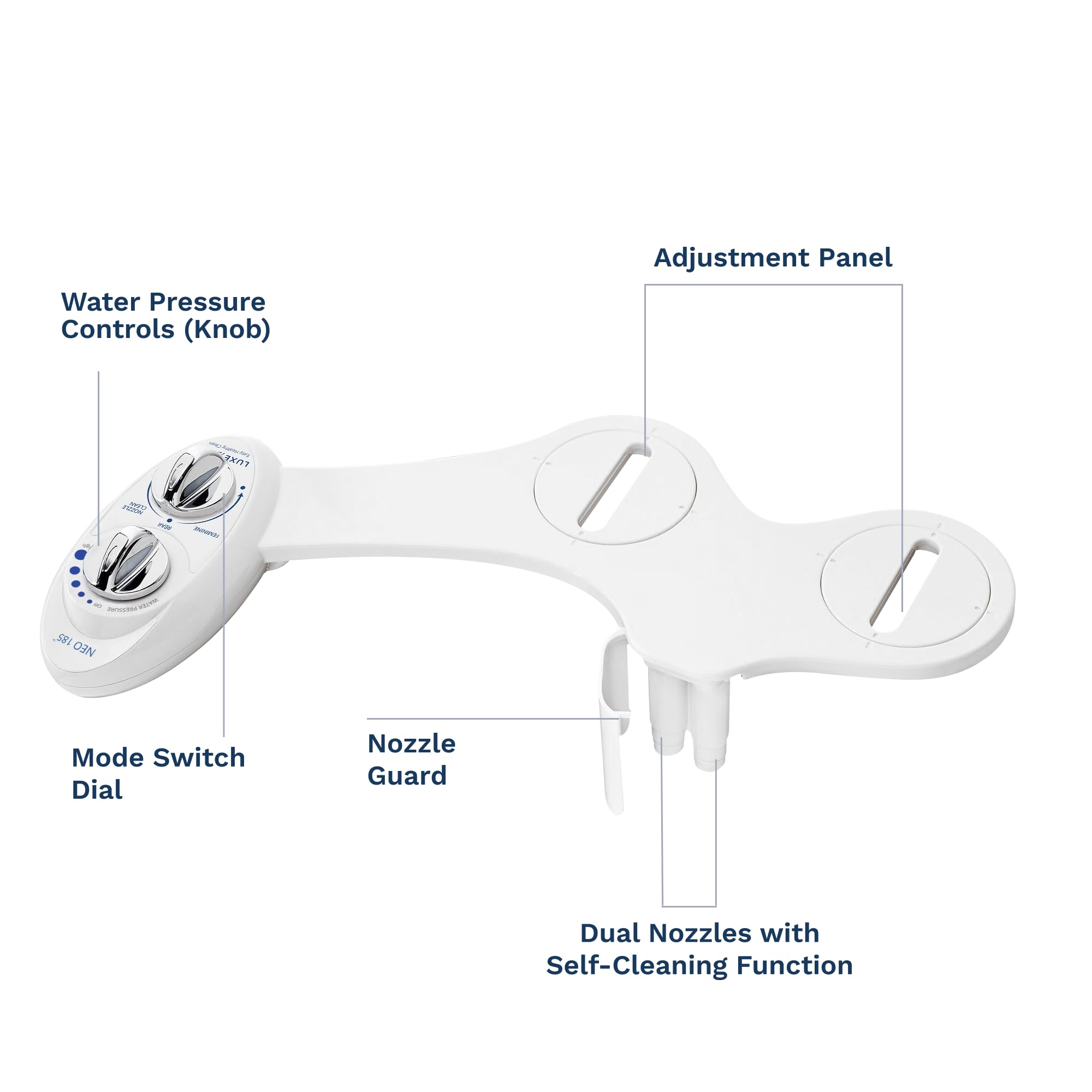 Luxe Bidet NEO 185 non-electric design fits any standard toilet.