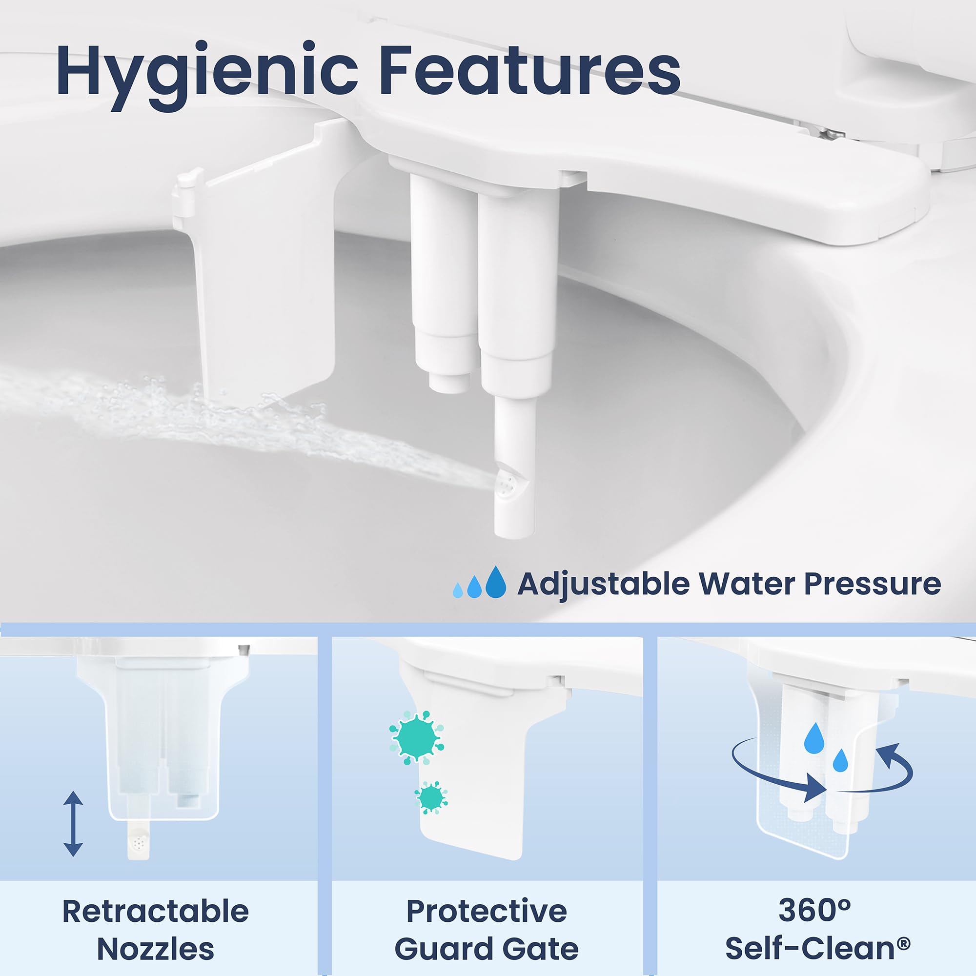 LUXE Bidet NEO 185 Plus quick-install plates simplify setup without removing the seat