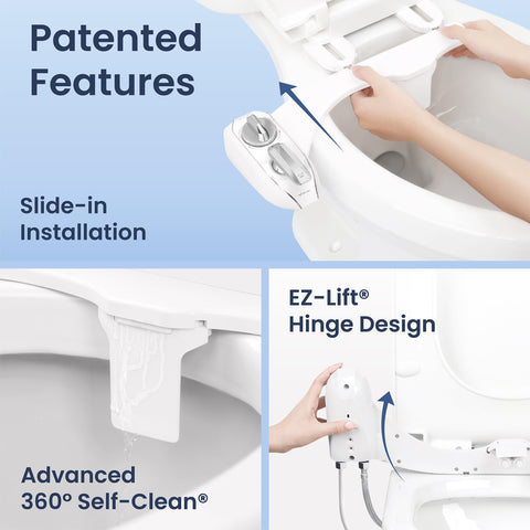 LUXE Bidet NEO 320 Plus slide-in install shows quick, tool-free setup.