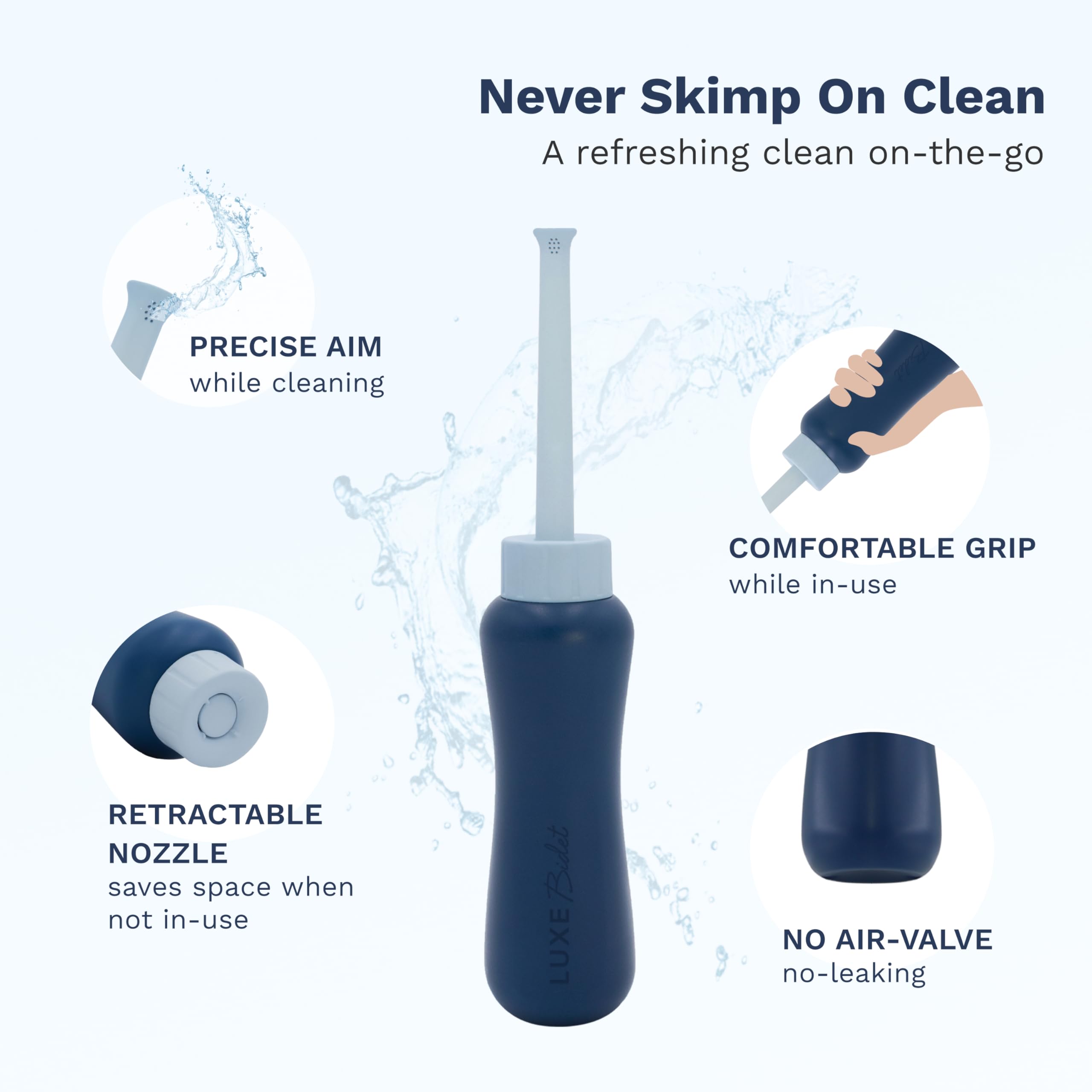 LUXE Bidet ten-hole spray nozzle delivering wider coverage