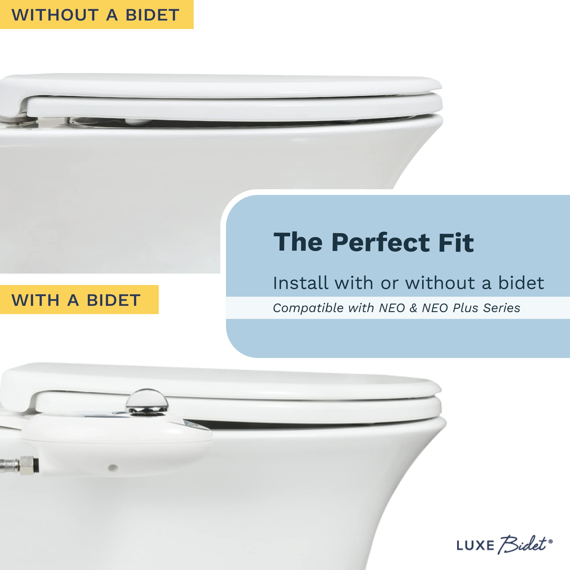 LUXE TS1008E slow-close reduces noise and slam risk.
