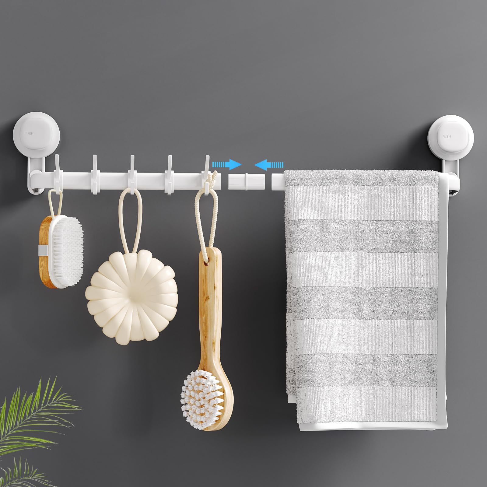 LUXEAR suction cup towel bar 24-inch holds towels securely on smooth surfaces