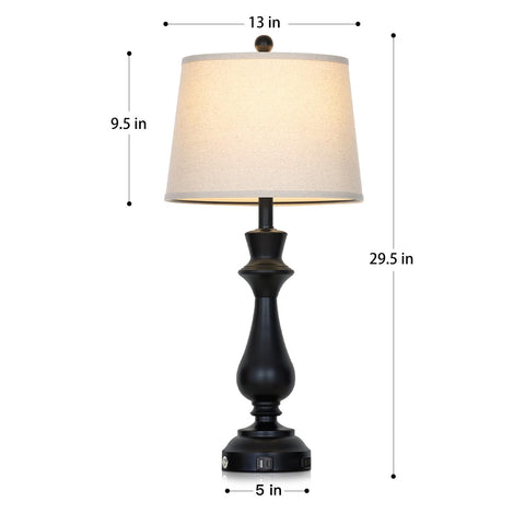 Luxeflow 30-inch bedside lamp with USB ports enables convenient nighttime device charging.