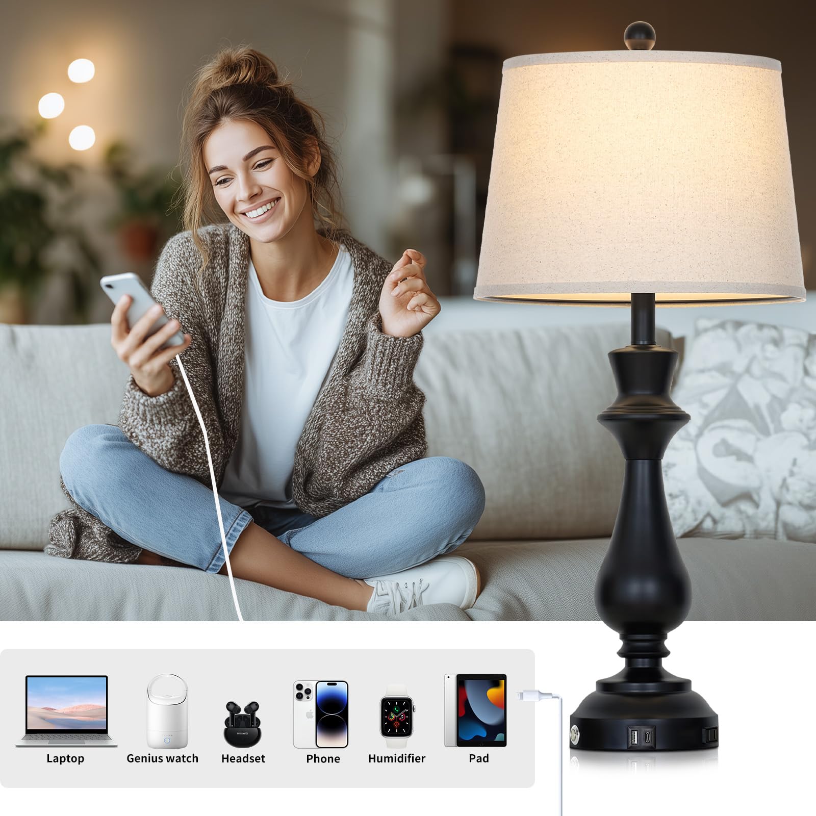 Luxeflow 3way dimmable touch lamp delivers adjustable light for reading or relaxing.