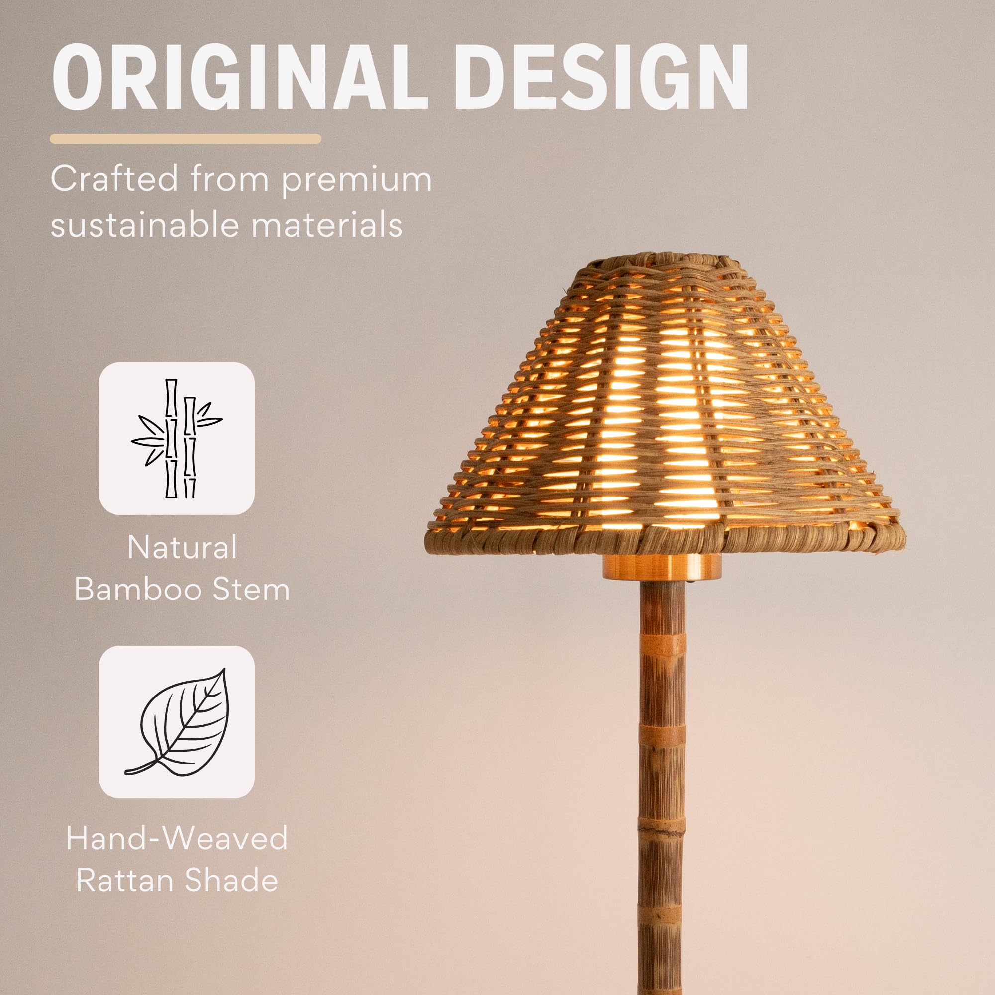 LUXELYKOS Bamboo lamp base with gold finish adds elegant stability