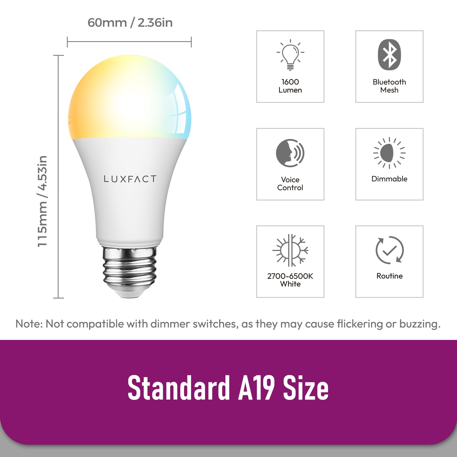 LUXFACT bulbs direct Alexa compatibility enables hands-free control.