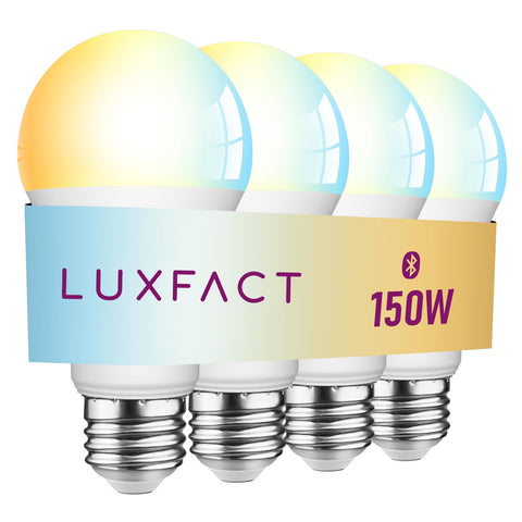 LUXFACT Alexa bulbs four-pack ready for quick pairing and setup.