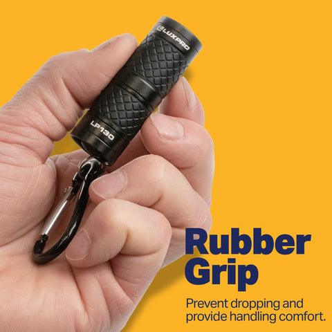 LUXPRO carabiner clip attached to light for easy attachment.