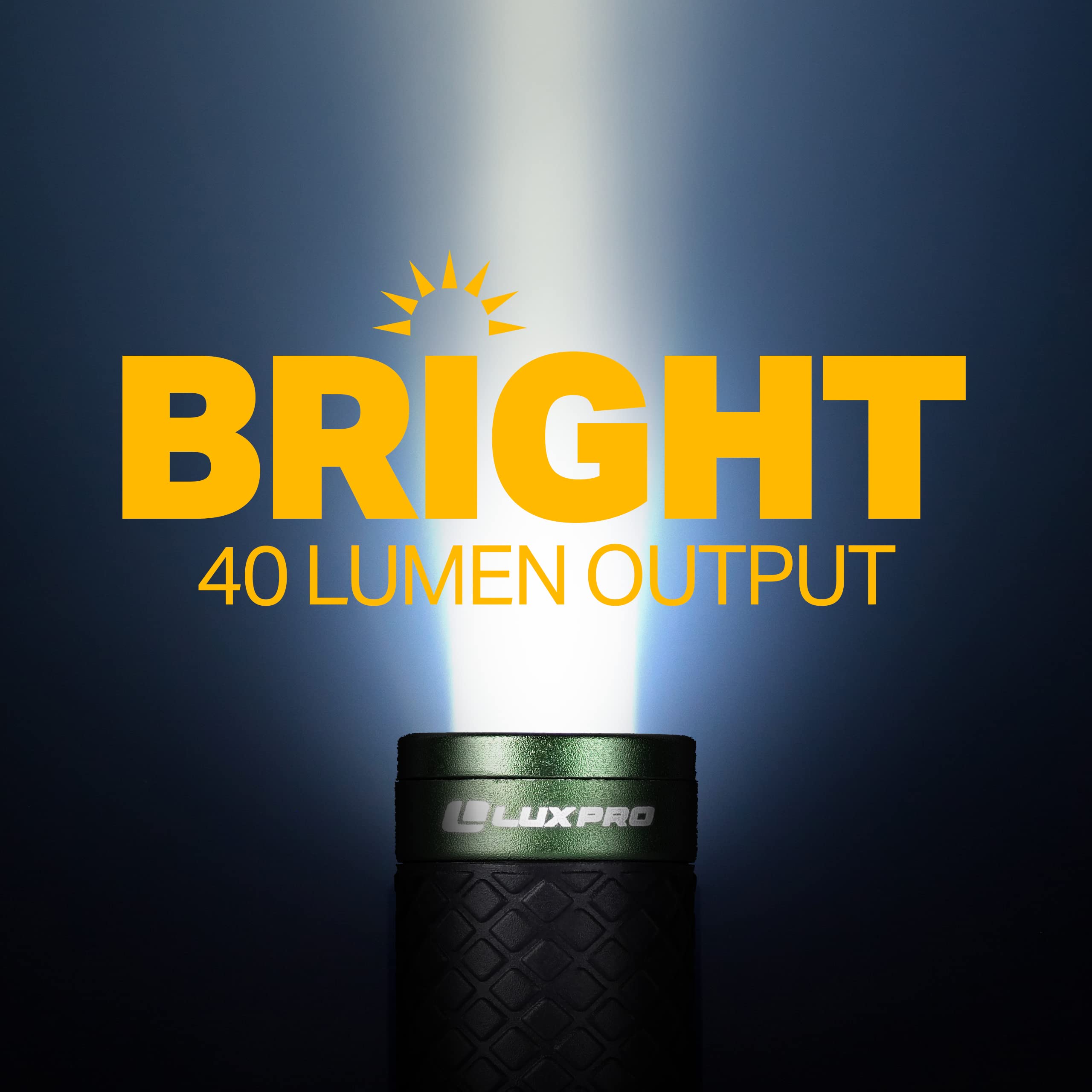 LUXPRO focus beam flashlight showing adjustable spot and flood beam.
