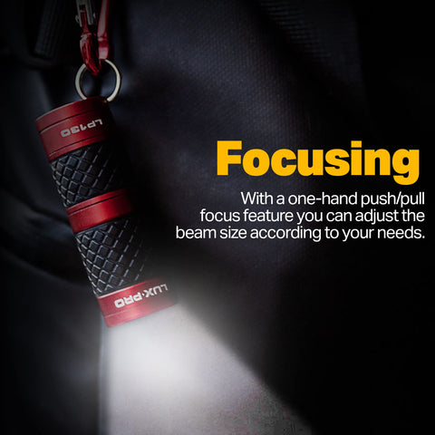 LUXPRO push/pull focus feature in action for quick beam changes.