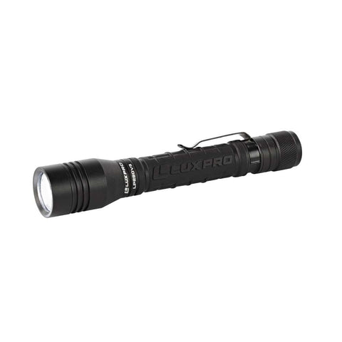 LUXPRO LP290V3 flashlight with side clip ready for pocket carry during camping