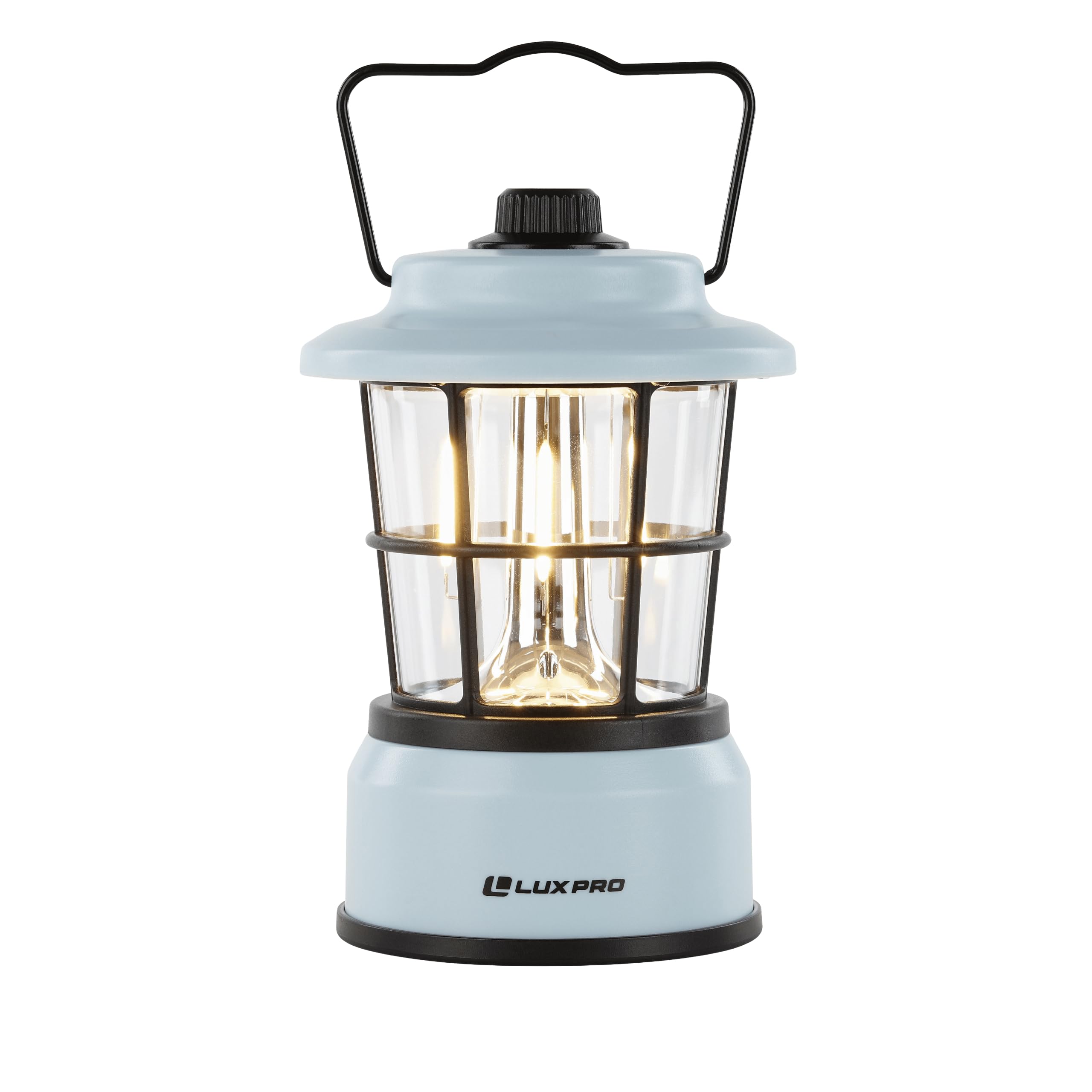 LUXPRO Retro LED Lantern blue illuminated, ideal for camping and backyard use