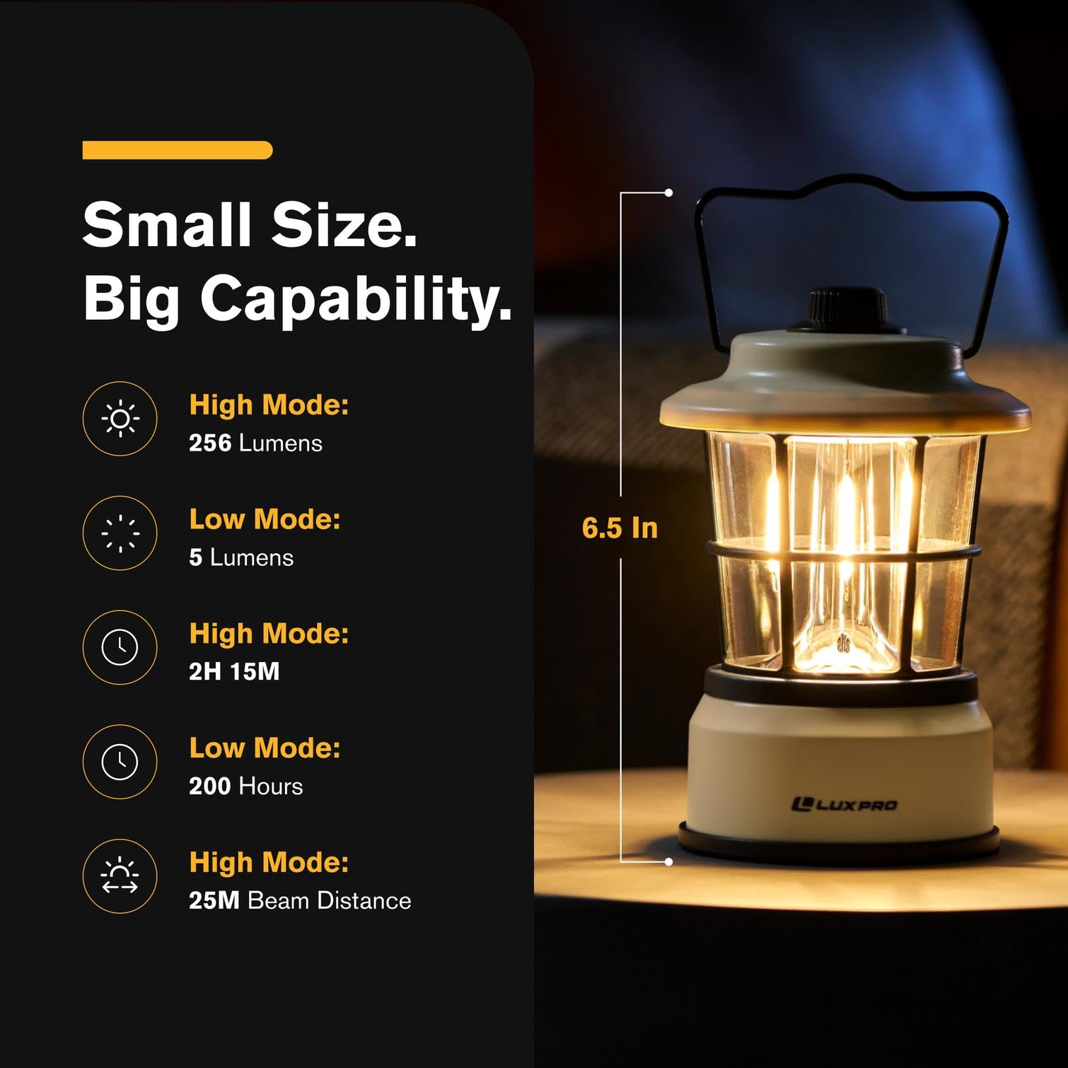 LUXPRO Retro LED Lantern held in hand, portable brightness for emergencies