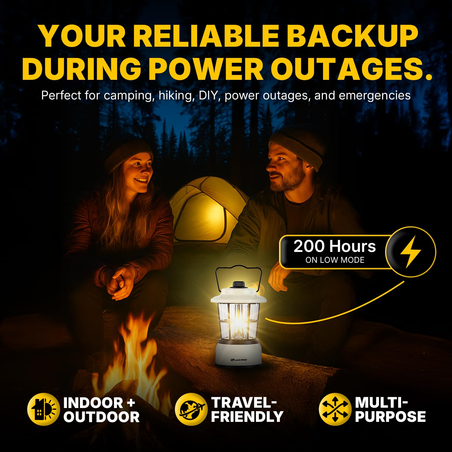 LUXPRO Retro LED Lantern with waterproof shell for outdoor resilience