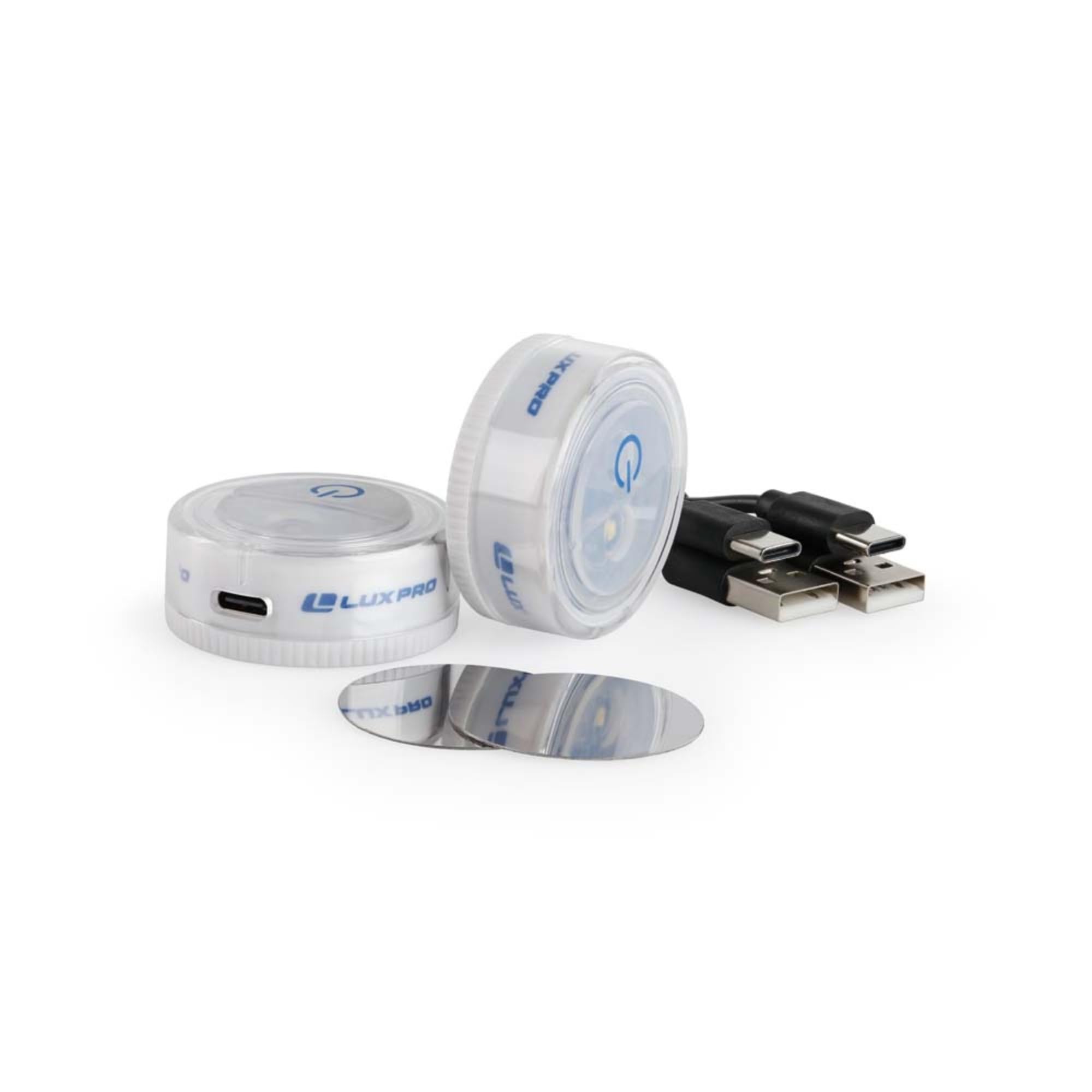 LUXPRO puck light with adhesive mount for easy, cordless placement