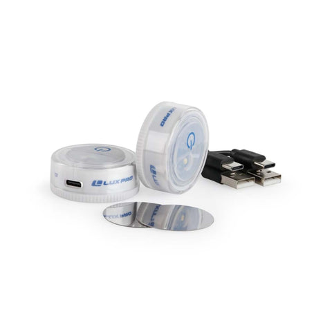 LUXPRO puck light with adhesive mount for easy, cordless placement