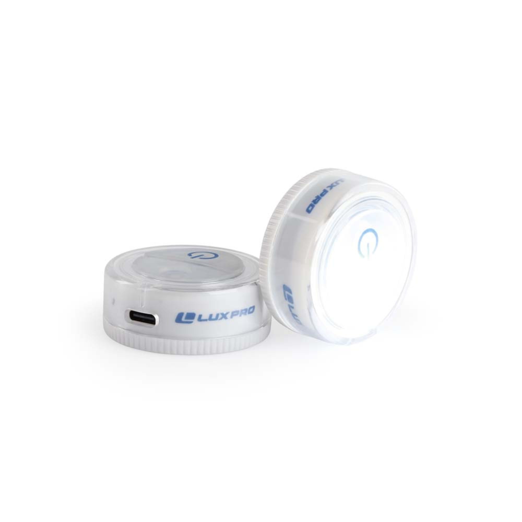 LUXPRO rechargeable puck light with USB charging for quick power top-ups