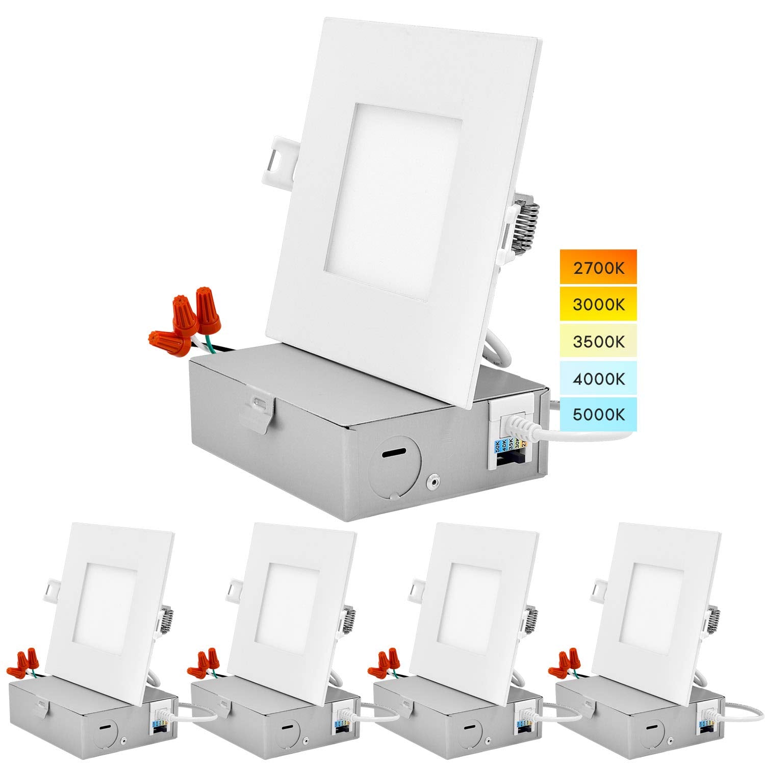 LUXRITE 4in square recessed light shown with canless design for easy installation