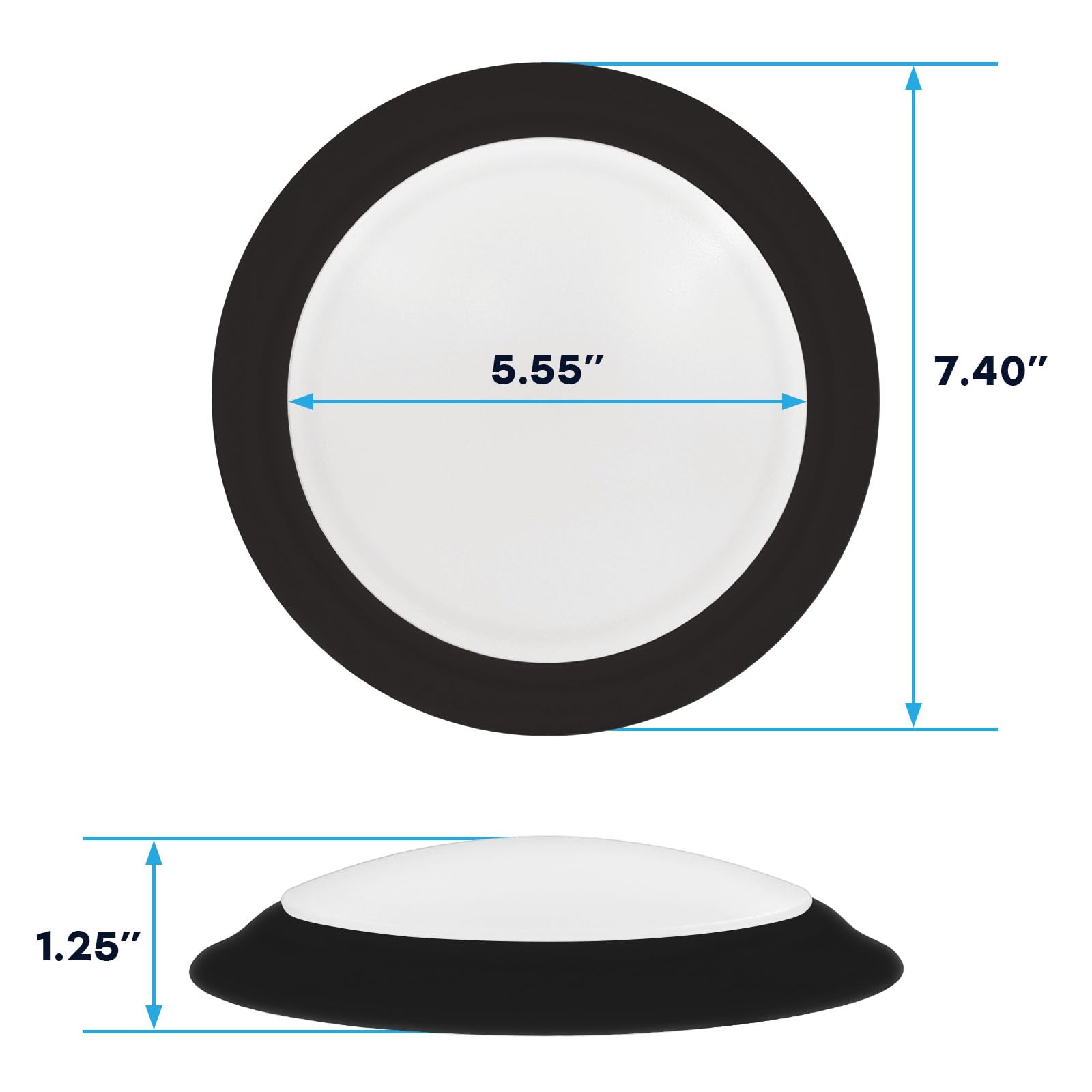 LUXRITE 6-inch LED disk light dimmable to set perfect brightness with compatible dimmers.