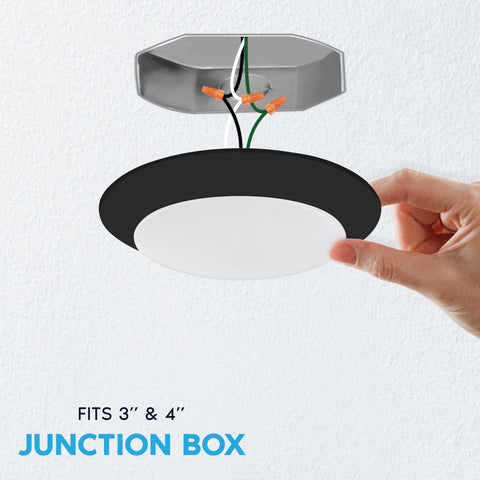 LUXRITE 6-inch LED disk light slim low-profile form fits shallow ceilings.
