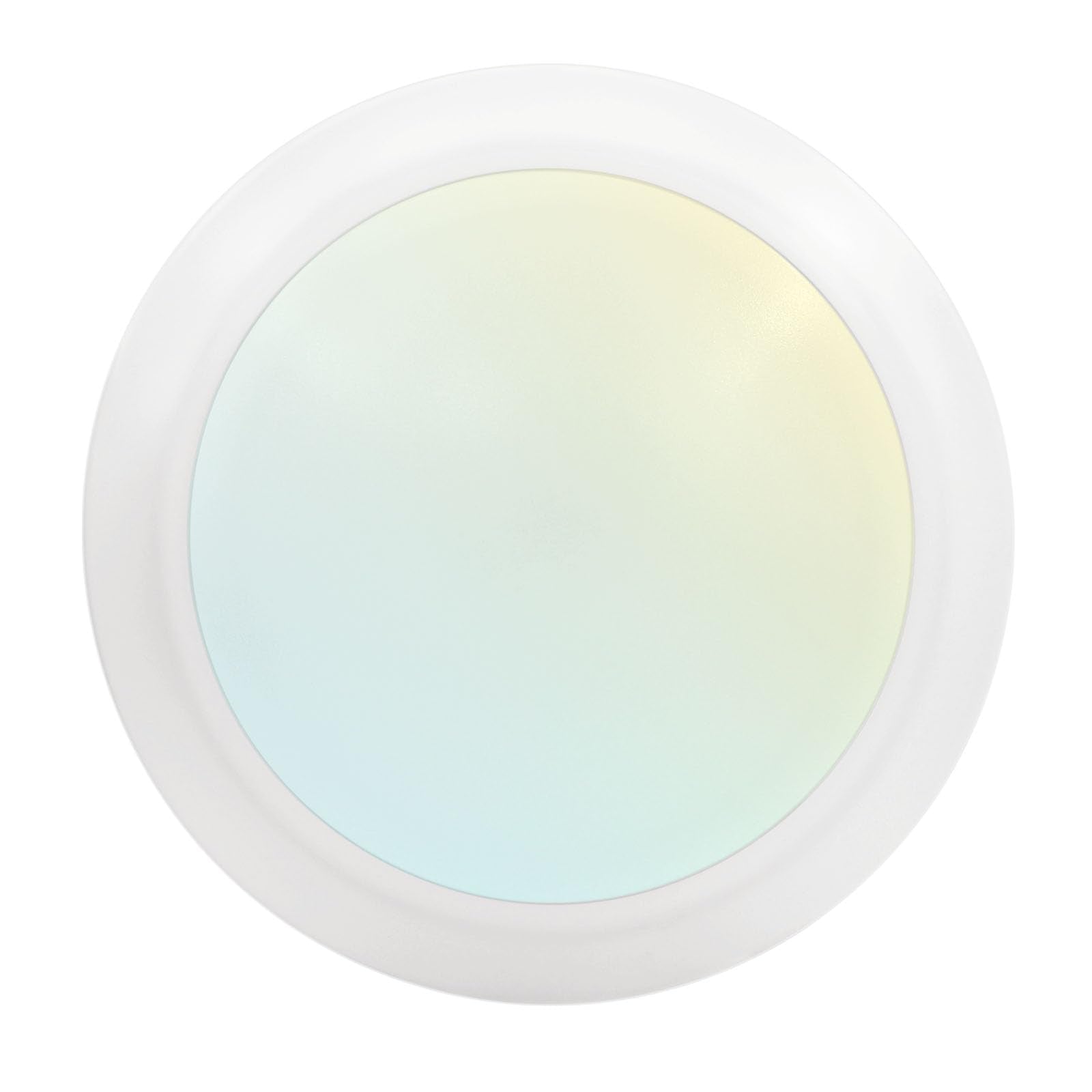 LUXRITE 6-inch LED disk light installed in a modern ceiling with a slim flush mount