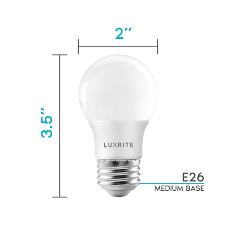 LUXRITE A15 LED bulb enclosed fixture rated for durable indoor and outdoor use.